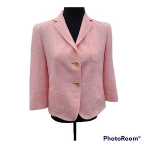Talbots Petites Pink Linen Blend Jacket Blazer